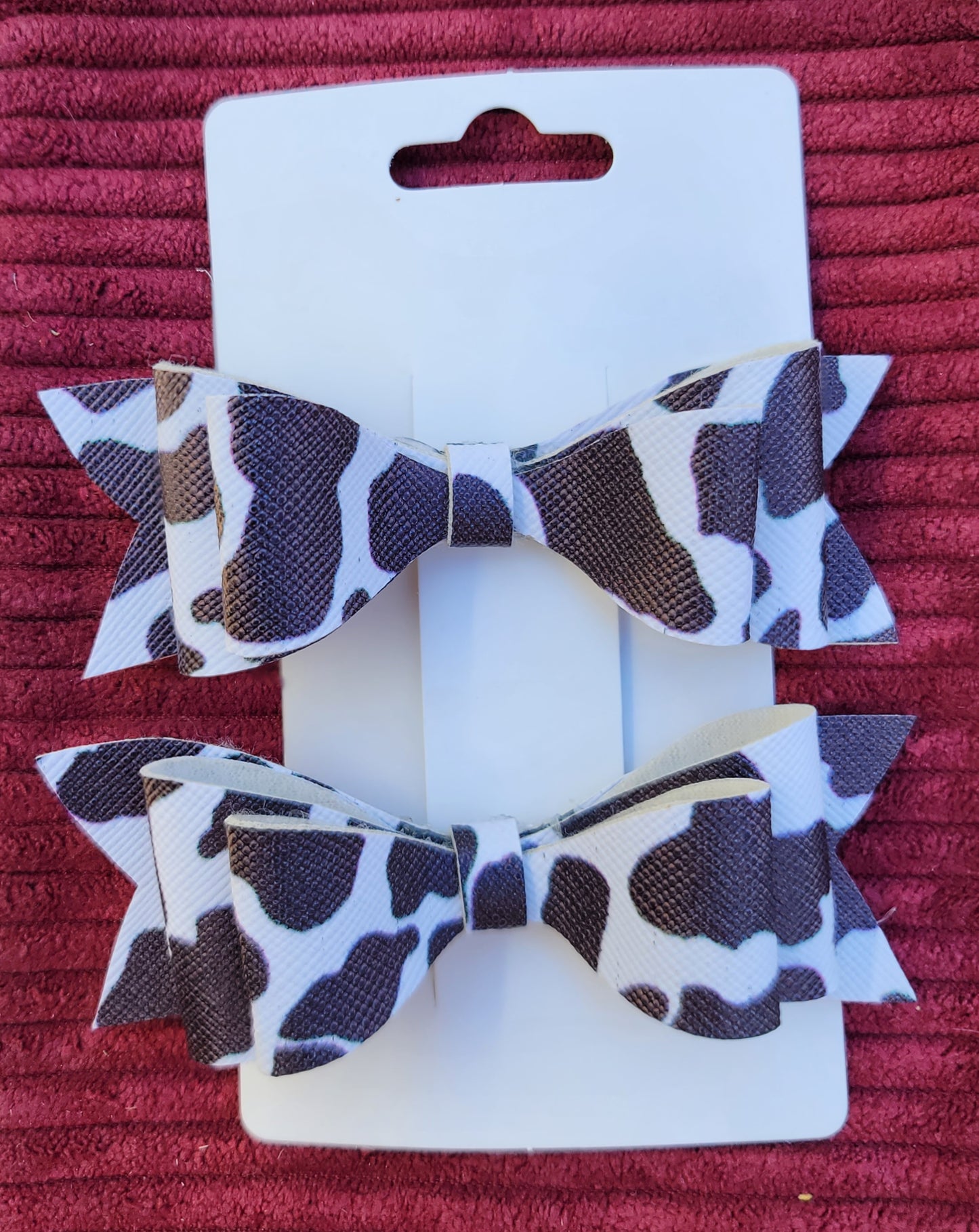 Cow Print Small Bow Set
