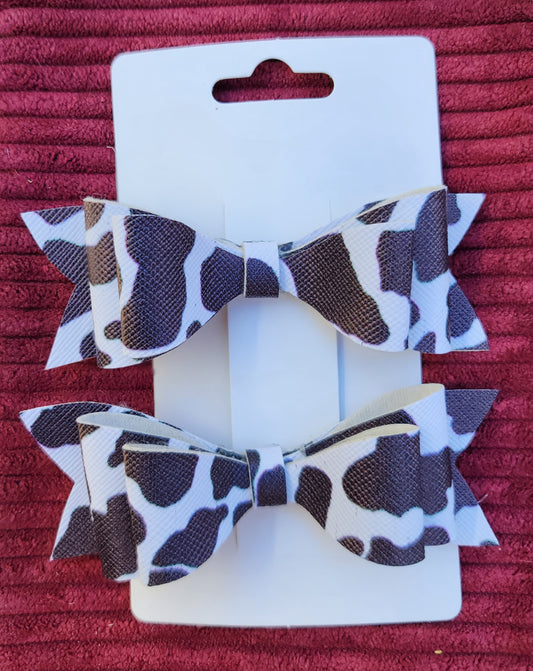 Cow Print Small Bow Set