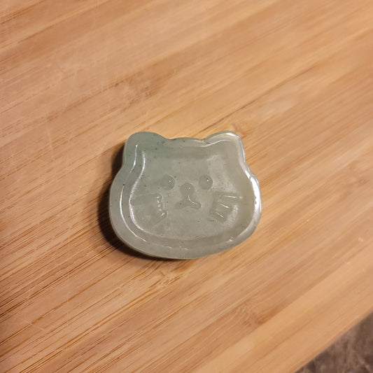 Adventurine Cat Head Carving
