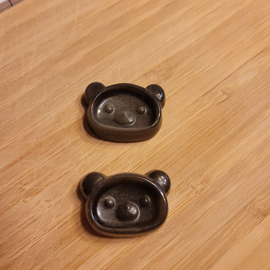 Gold Sheen Obsidian Bear Head Carvings