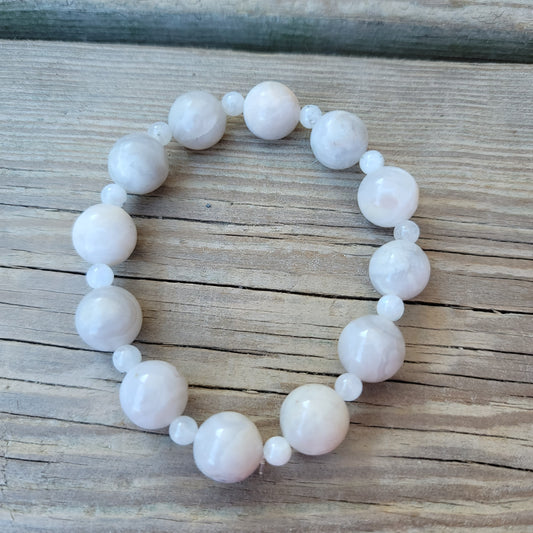 Mexican White Crazy Lace Agate & Moonstone Bracelet