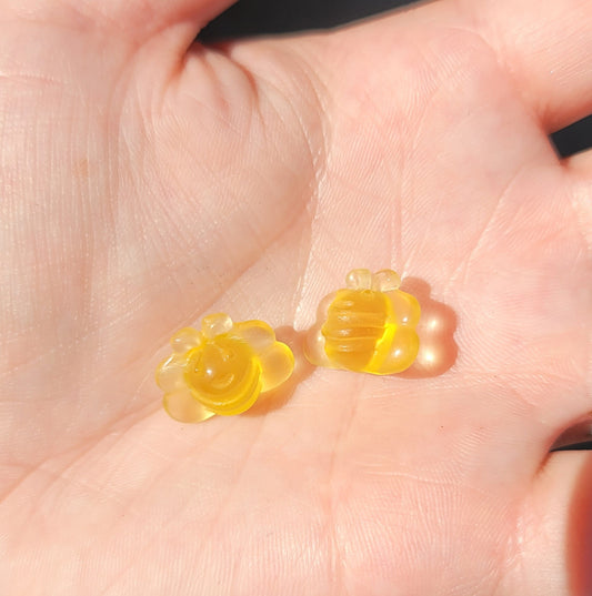 Yellow Fluorite Mini Bee Carvings