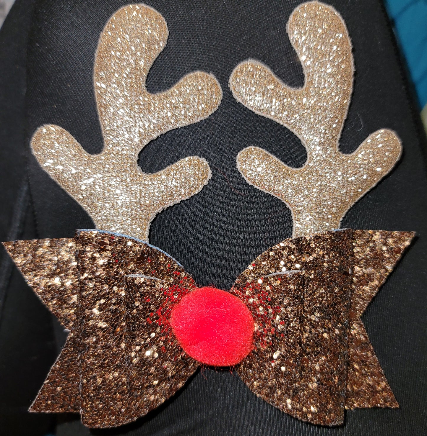 Large Glitter Reindeer Bow