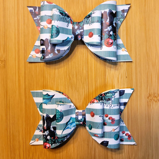 Large Double Stack Cow Christmas Bow