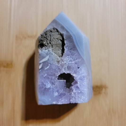 Agate with Druzy Amethyst Tower