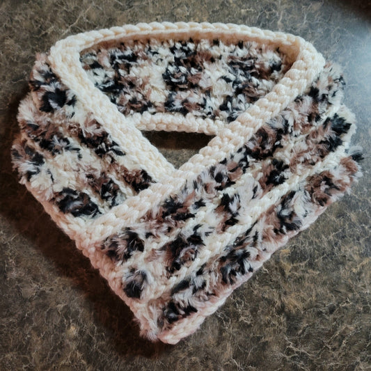 Cream & Faux Fur Braided Hearts Cowl