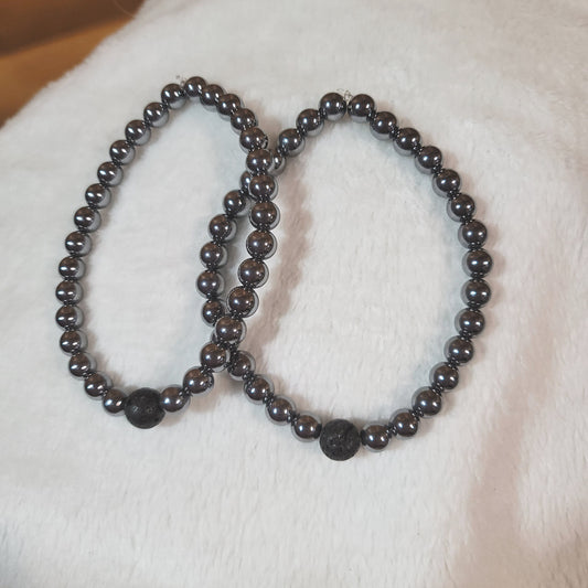 Hematite with Lava Stone Bracelet
