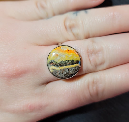 Sterling Silver Bumblebee Jasper Ring Size 9.5