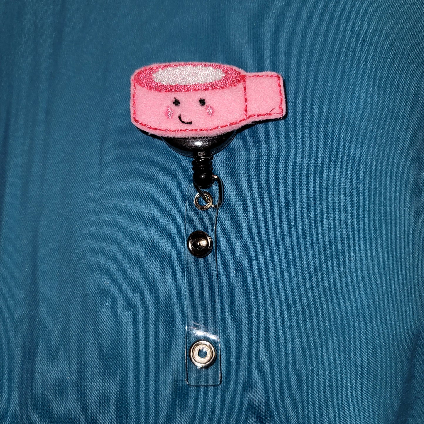 Pink Embroidered Tape Roll Badge Reel