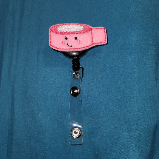 Pink Embroidered Tape Roll Badge Reel