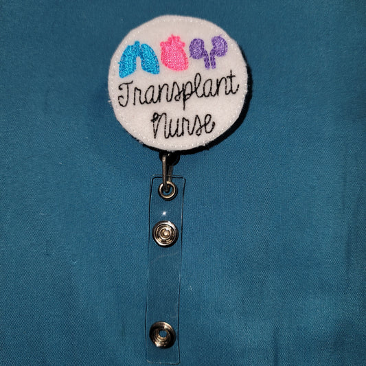 Embroidered Transplant Nurse Badge Reel
