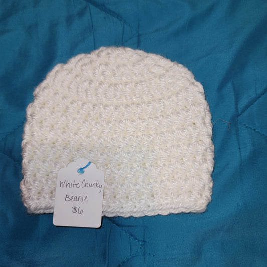 Baby White Chunky Beanie 3-6 Months
