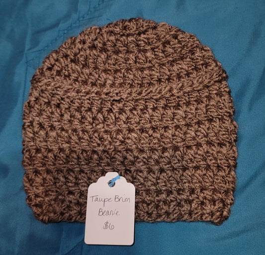 Baby Taupe Brim Beanie 6-12 Months