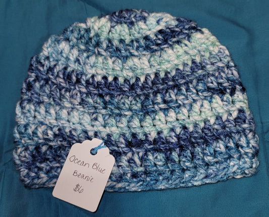 Ocean Blue Baby Beanie 6-12 Months