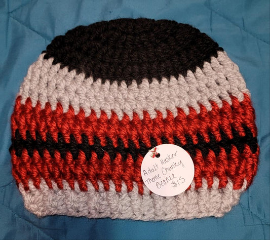 Adult Husker Theme Chunky Beanie