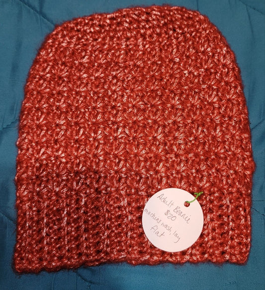 Adult Red & Silver Star Stitch Beanie