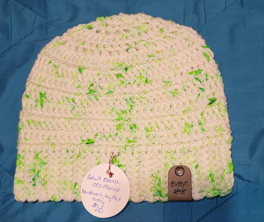Cream & Lime Green Adult Beanie