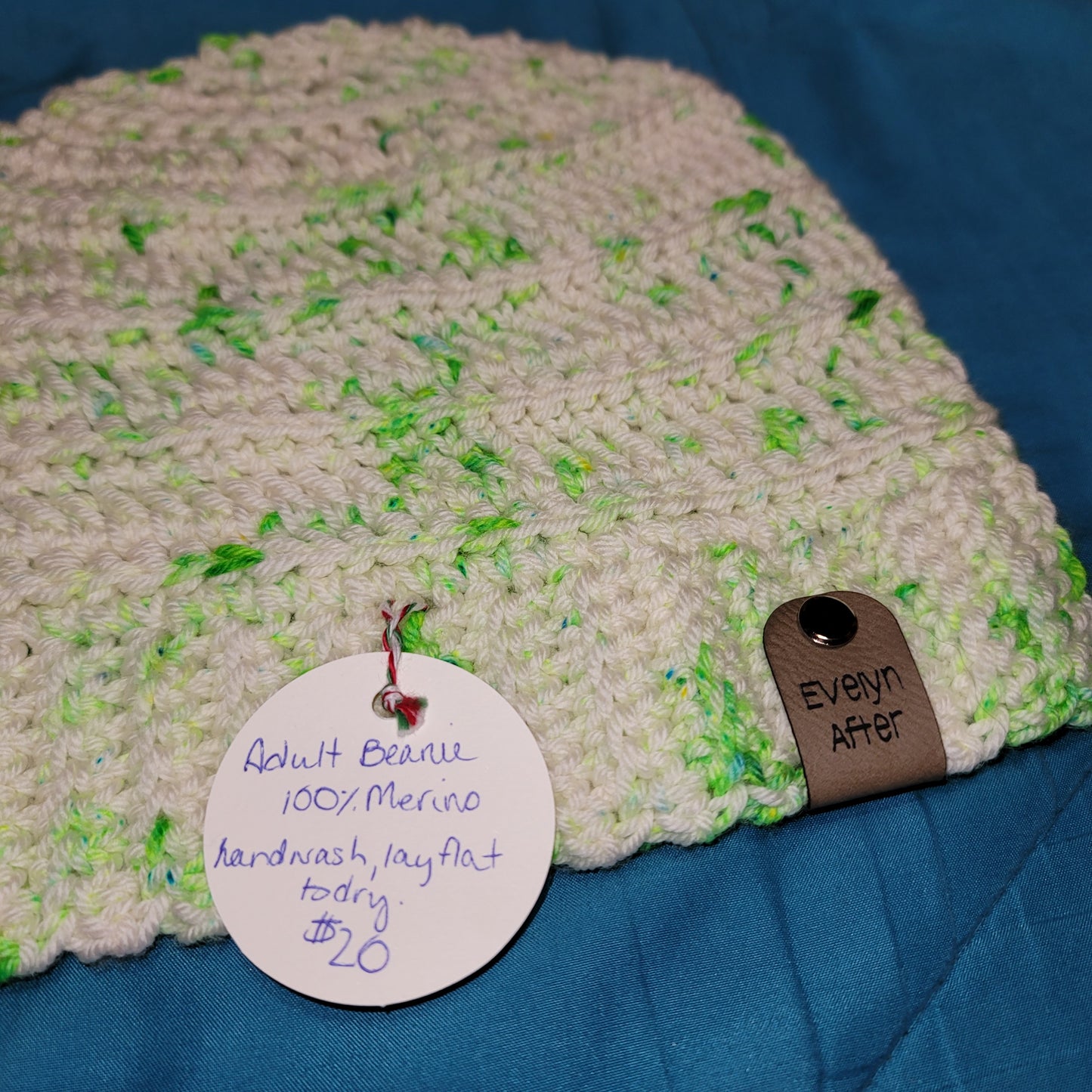 Cream & Lime Green Adult Beanie