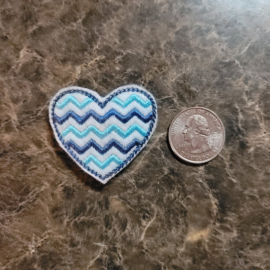 Blue Chevron Heart Feltie Snap Clip
