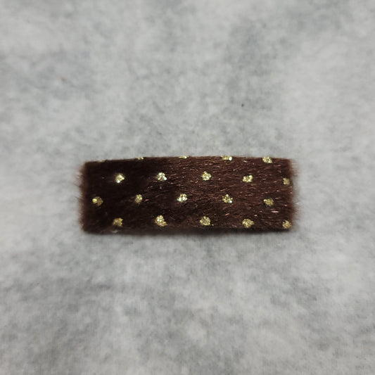 Fuzzy Brown Polka Dot Snap Clip