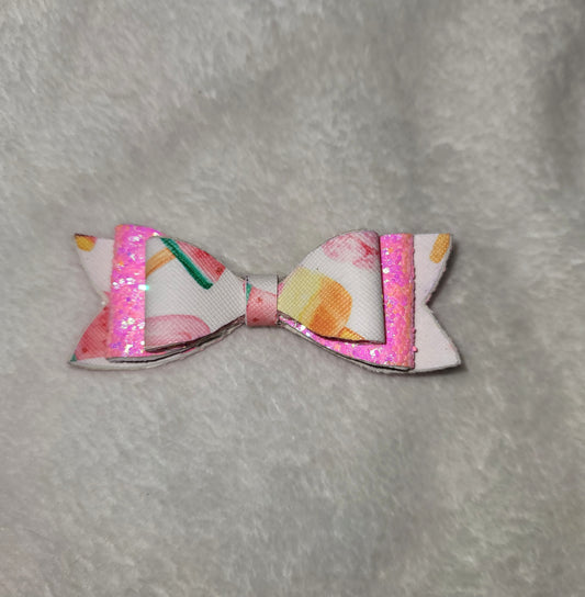 Ice Cream & Pink Glitter Small Bow