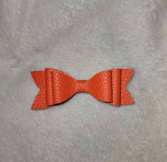 Orange Faux Leather Small Bow