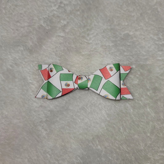 Mexico Flag Faux Leather Bow
