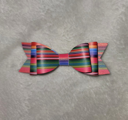 Serape Stripe Faux Leather Bow