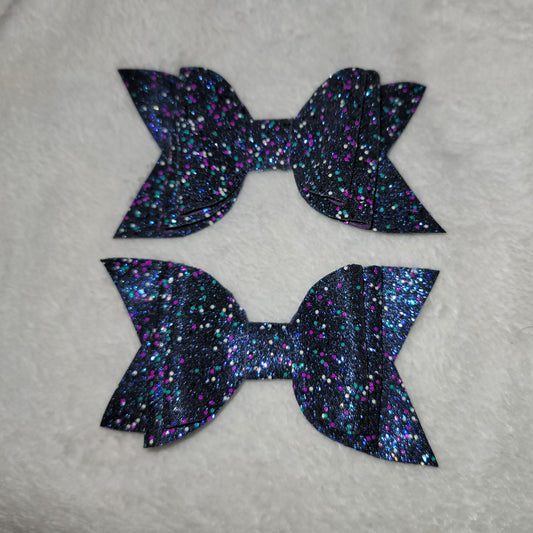 Purple, Teal, White & Black Bow