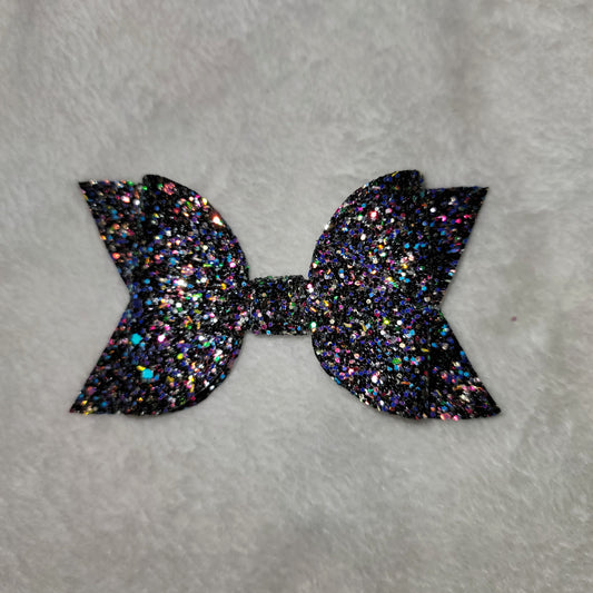 Black Multicolor Glitter Bow