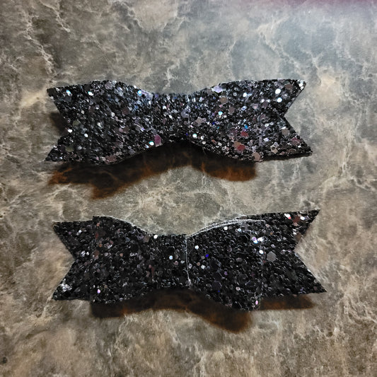 Black & Silver Glitter Bow Set