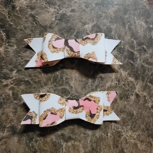 Pink & Gold Cheetah Bow Set
