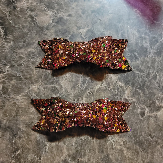 Autumn Color Glitter Bow Set