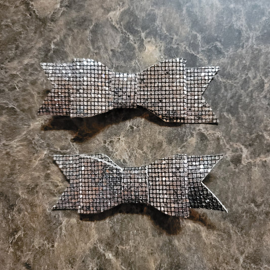 Silver & Black Glitter Bow Set