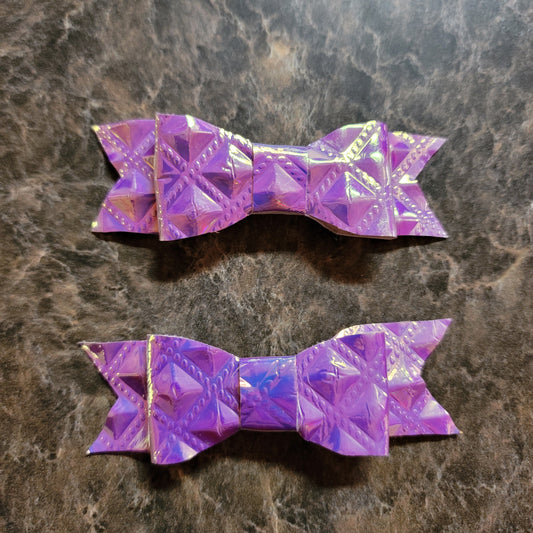 Purple Diamond Texture Holographic Bow Set