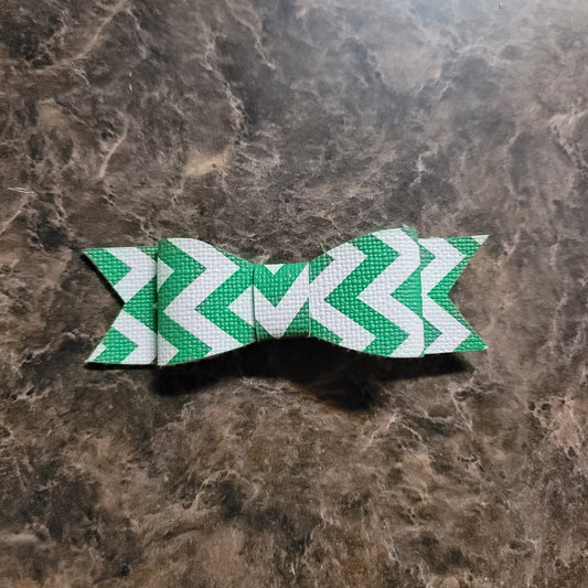 Green & White Chevron Small Bow