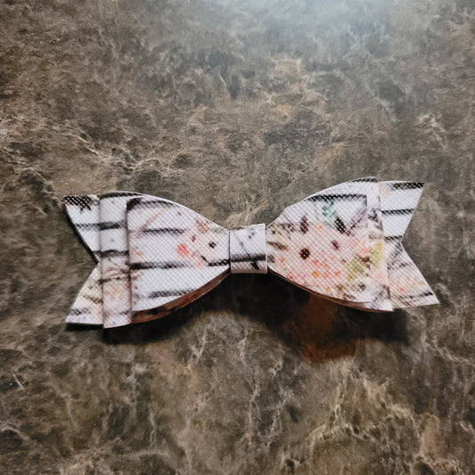 Black & White Stripe Floral Bow