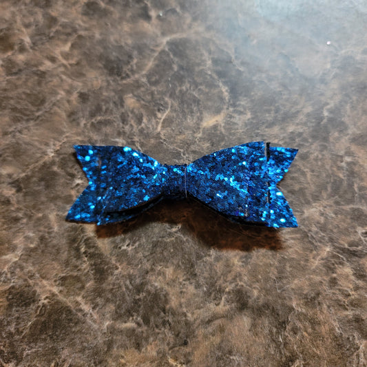 Blue Glitter Double Stack Bow