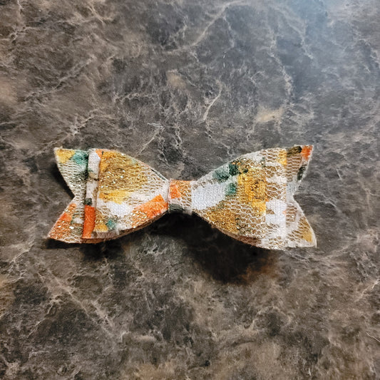 Gold Floral Lace Bow