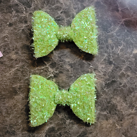 Light Green Tinsel Glitter Bow
