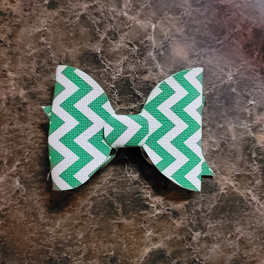 Green & White Chevron Bow