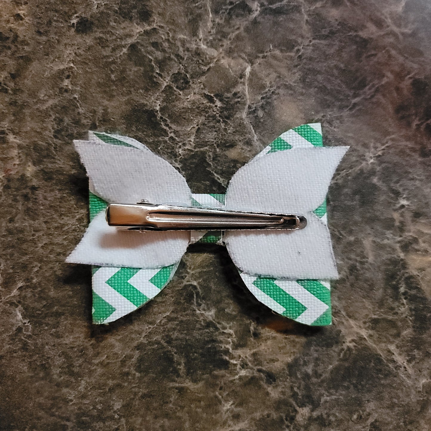 Green & White Chevron Bow