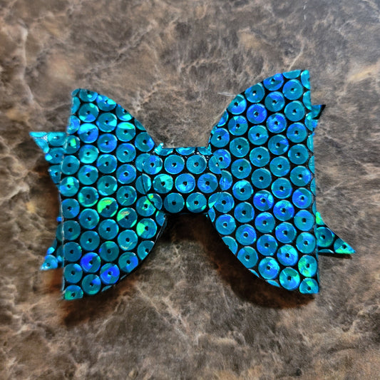 Medium Blue Holographic Sequin Bow
