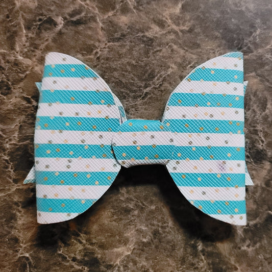 Teal & White Stripe Bow