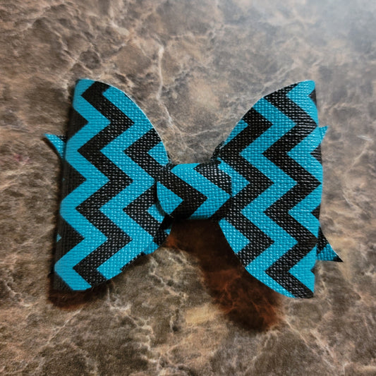 Blue & Black Chevron Bow
