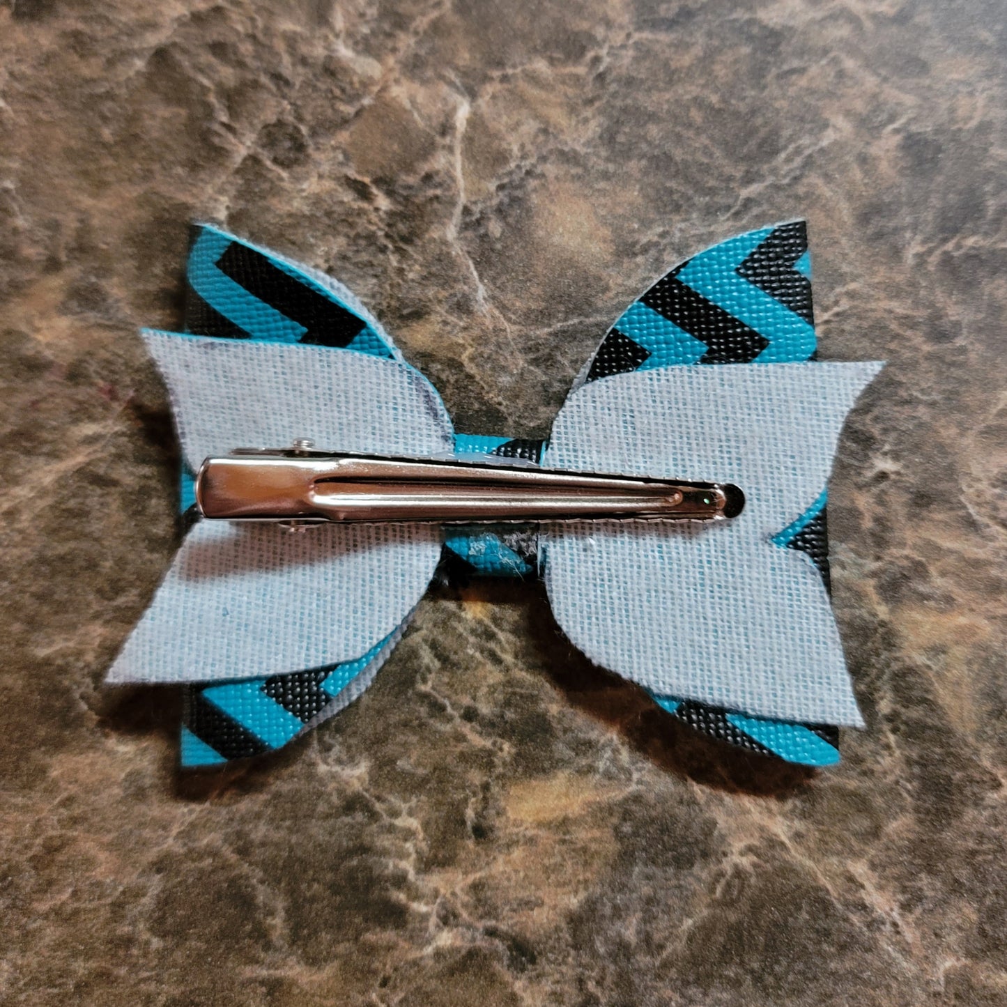 Blue & Black Chevron Bow