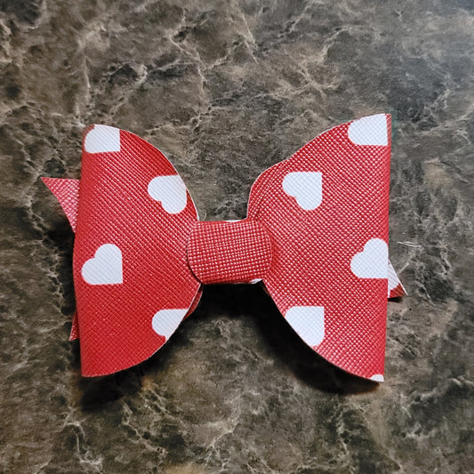 Red & White Hearts Bow