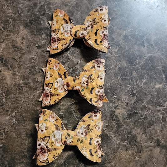 Dark Yellow Floral Unicorn Bow