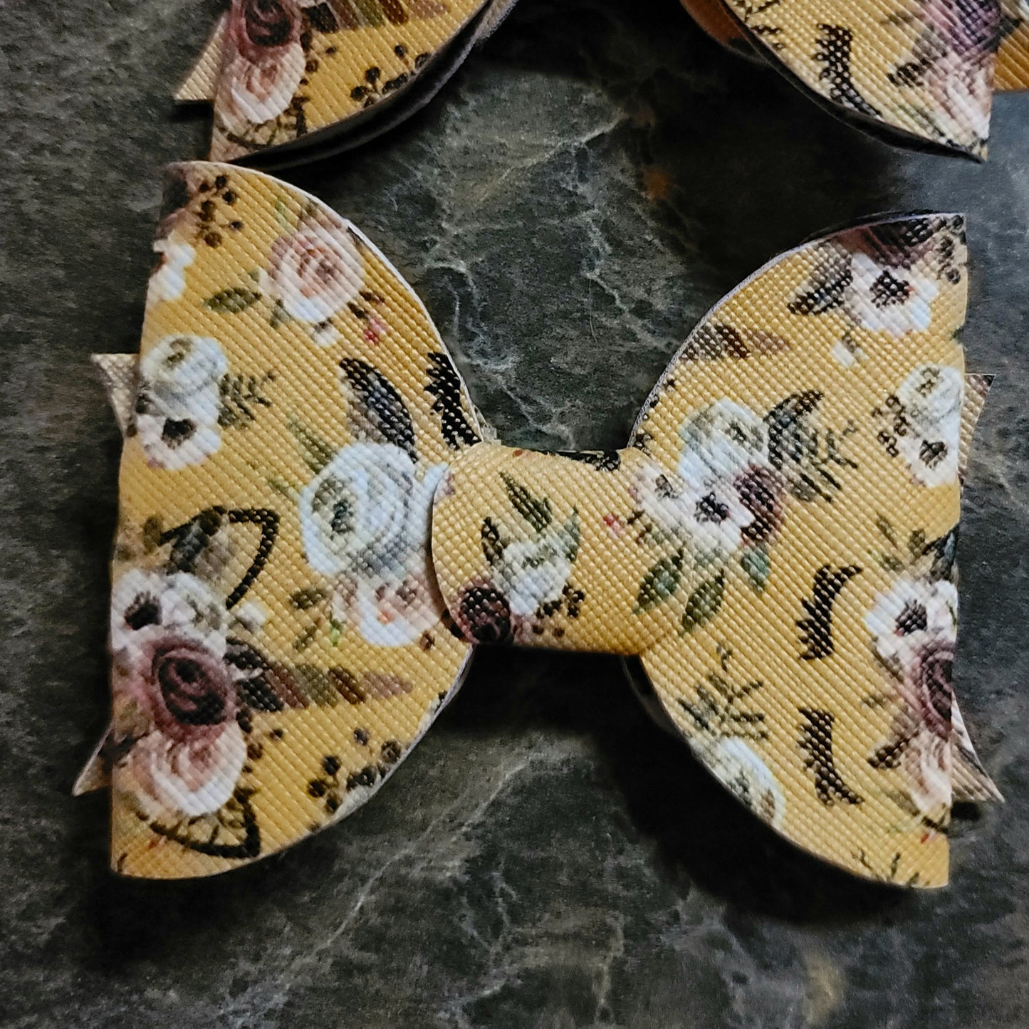 Dark Yellow Floral Unicorn Bow