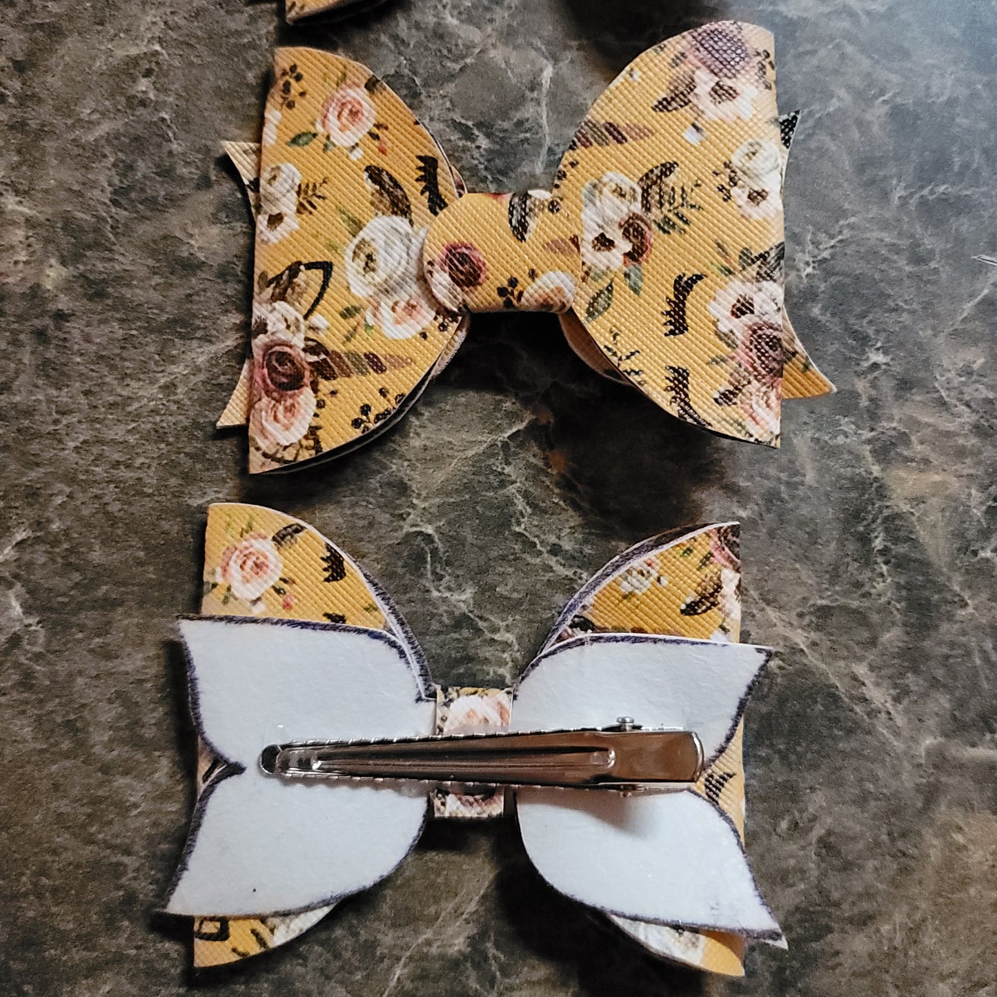 Dark Yellow Floral Unicorn Bow